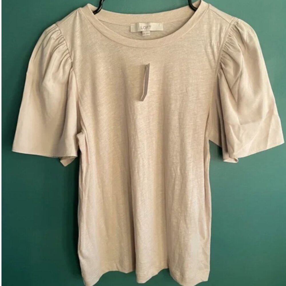 🤎✨‎ Ann Taylor Loft Mixed Media Flutter Sleeve Top (NEW WITH TAG) ✨🤎